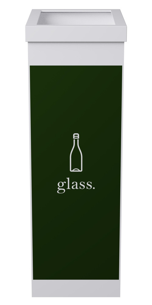 Paperflow Poubelle de tri slectif pour le recyclage du verre - 60L - Vert corps Blanc