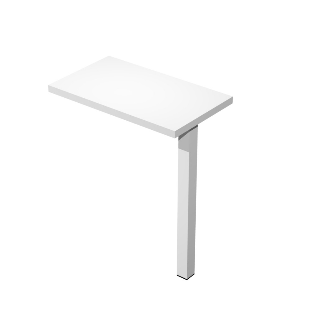 Retour de bureau tltravail antimicrobien L.60 x P.35 cm - Blanc Pied Mtal