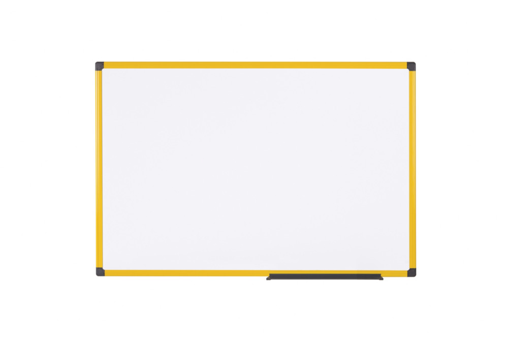 Bi-Office Tableau blanc maill Industrie - Surface magntique - Cadre jaune - L.120 x H.90 cm