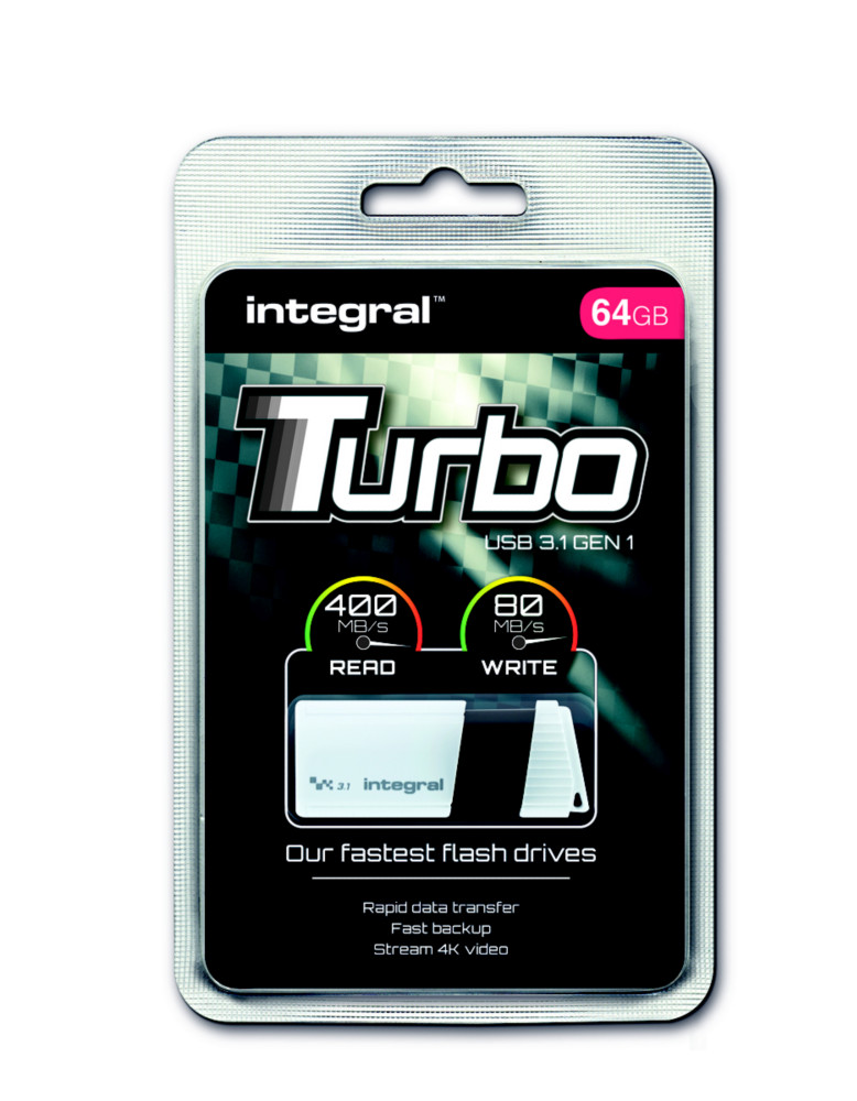 INTEGRAL MEMORY Turbo - Cl USB 3.0 - 64 Go - Blanc
