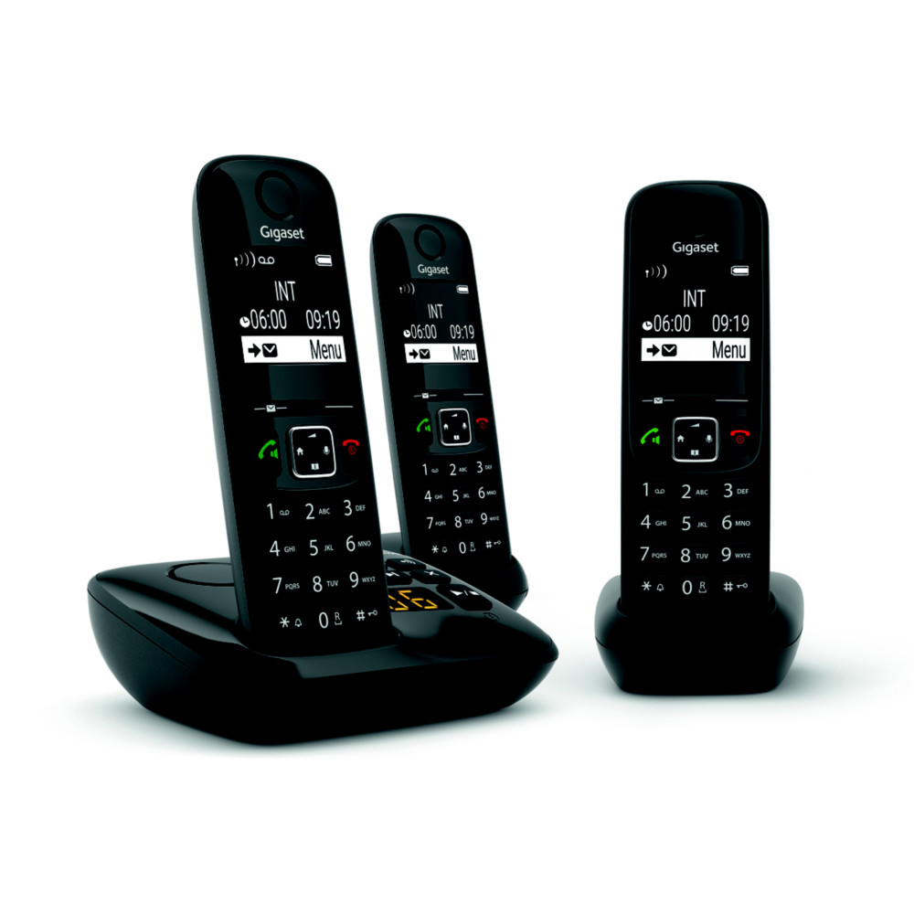Gigaset Tlphone sans fil AS690A Trio avec rpondeur - Noir