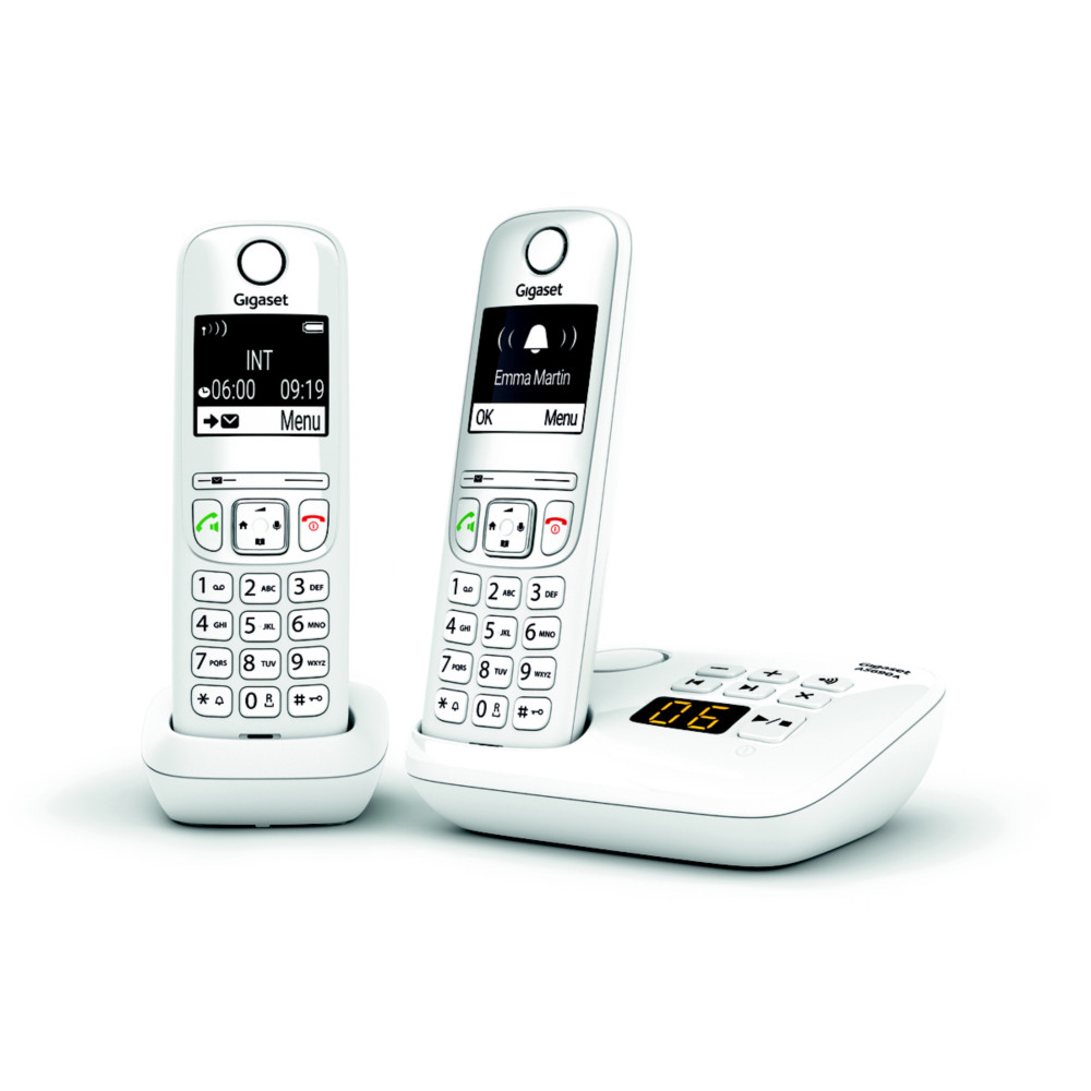 Gigaset Tlphone sans fil AS690A Duo avec rpondeur - Blanc