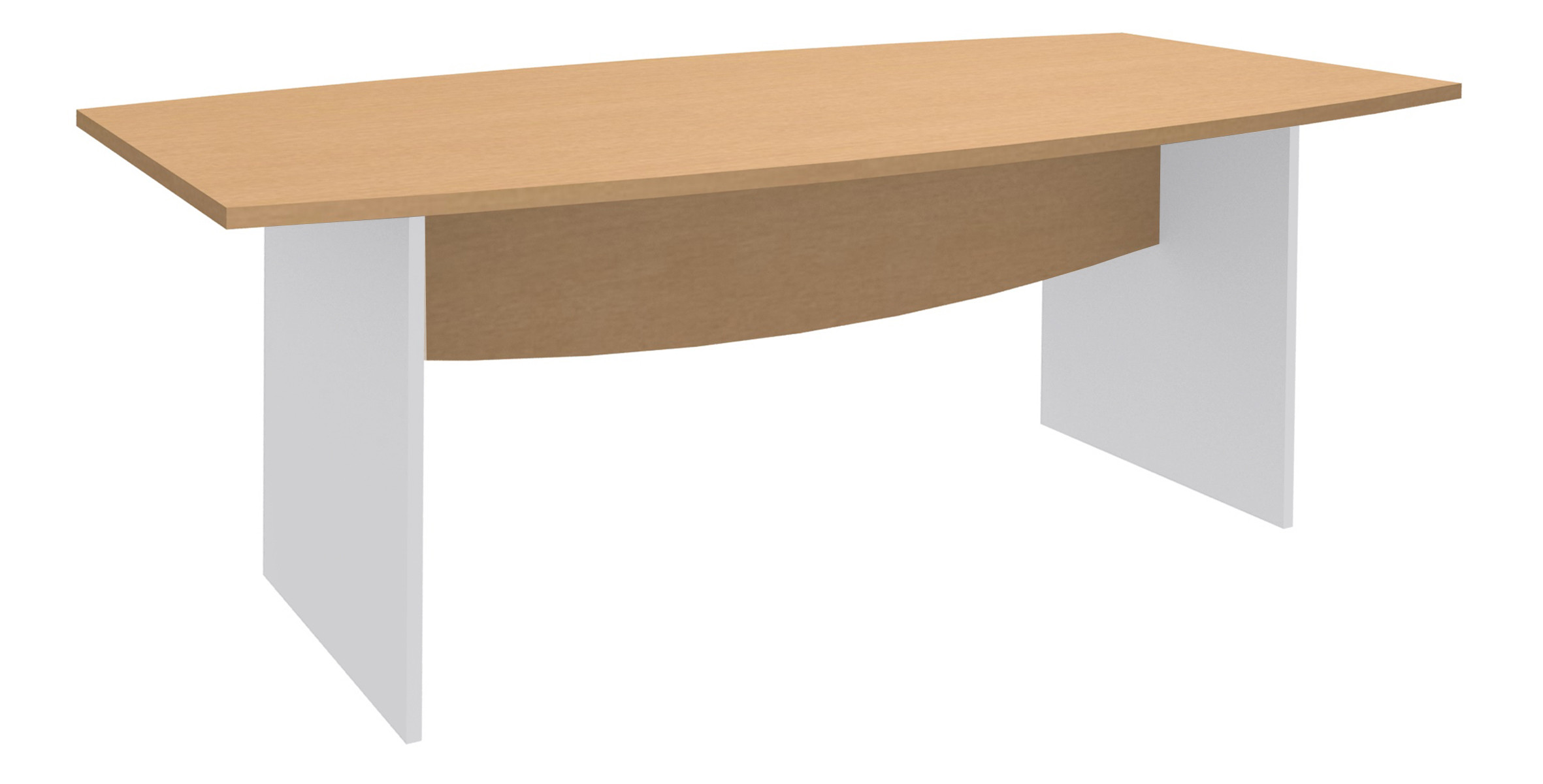 Table de réunion tonneau Activity L.200 x P.100 cm - Plateau Hêtre - Pieds Blanc