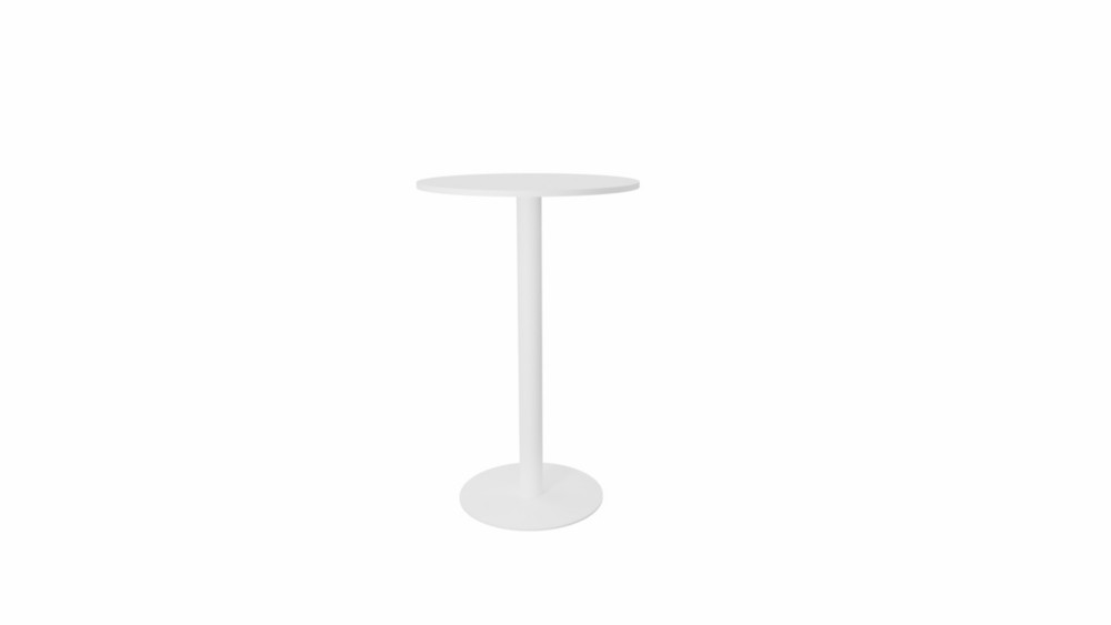 Table mange-debout plateau rond -  gamme ARCHE - diamtre 70 cm - hauteur 106 cm - plateau Blanc - pied Blanc