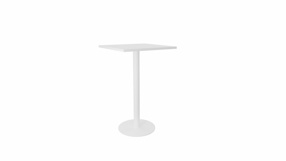 Table mange-debout plateau carr -  gamme ARCHE - L. 70 x P. 70 x H. 106 cm - plateau Blanc - pied Blanc