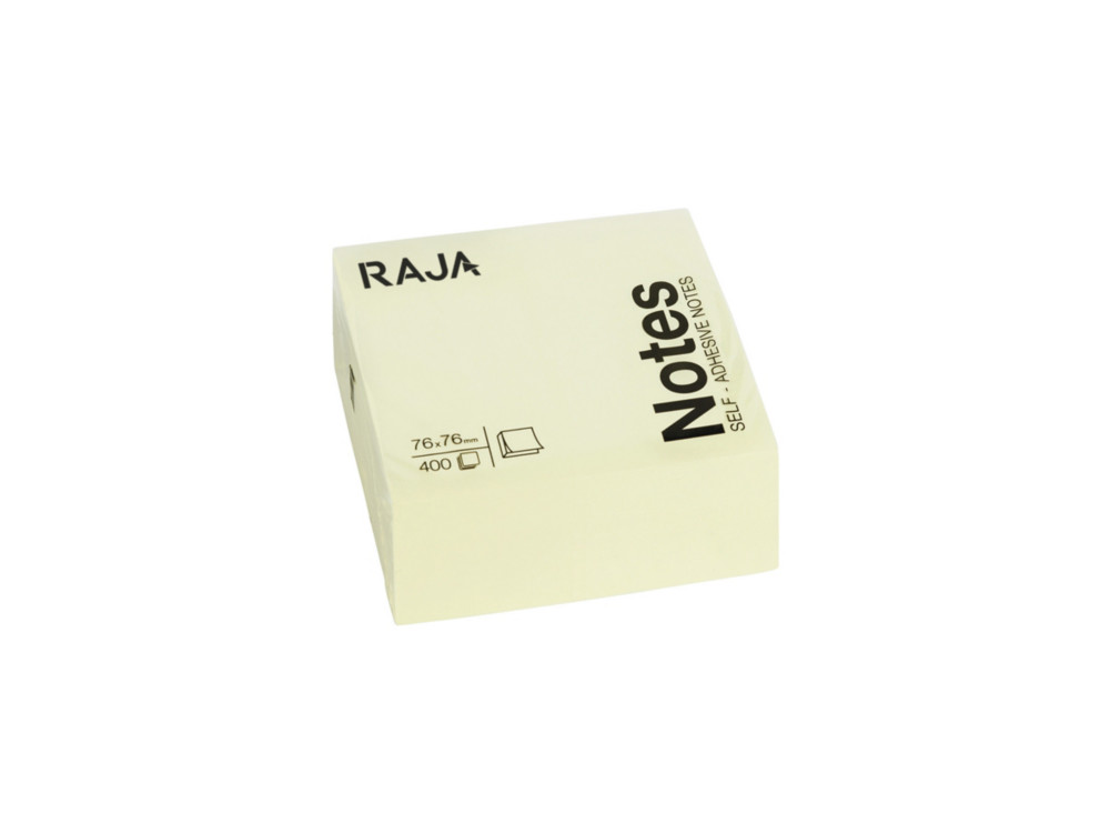 RAJA Notes repositionnables 76 x 76 mm - Jaune Pastel - Bloc de 400 feuilles