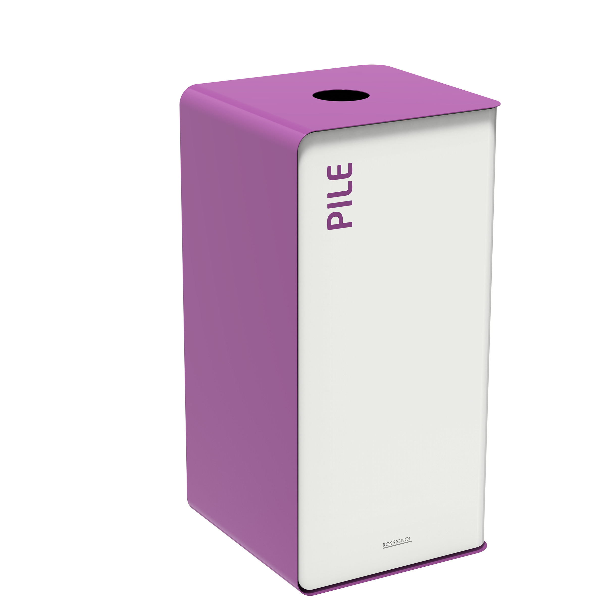 Rossignol Poubelle de tri sélectif Cubatri piles - 40L - Violet corps Blanc