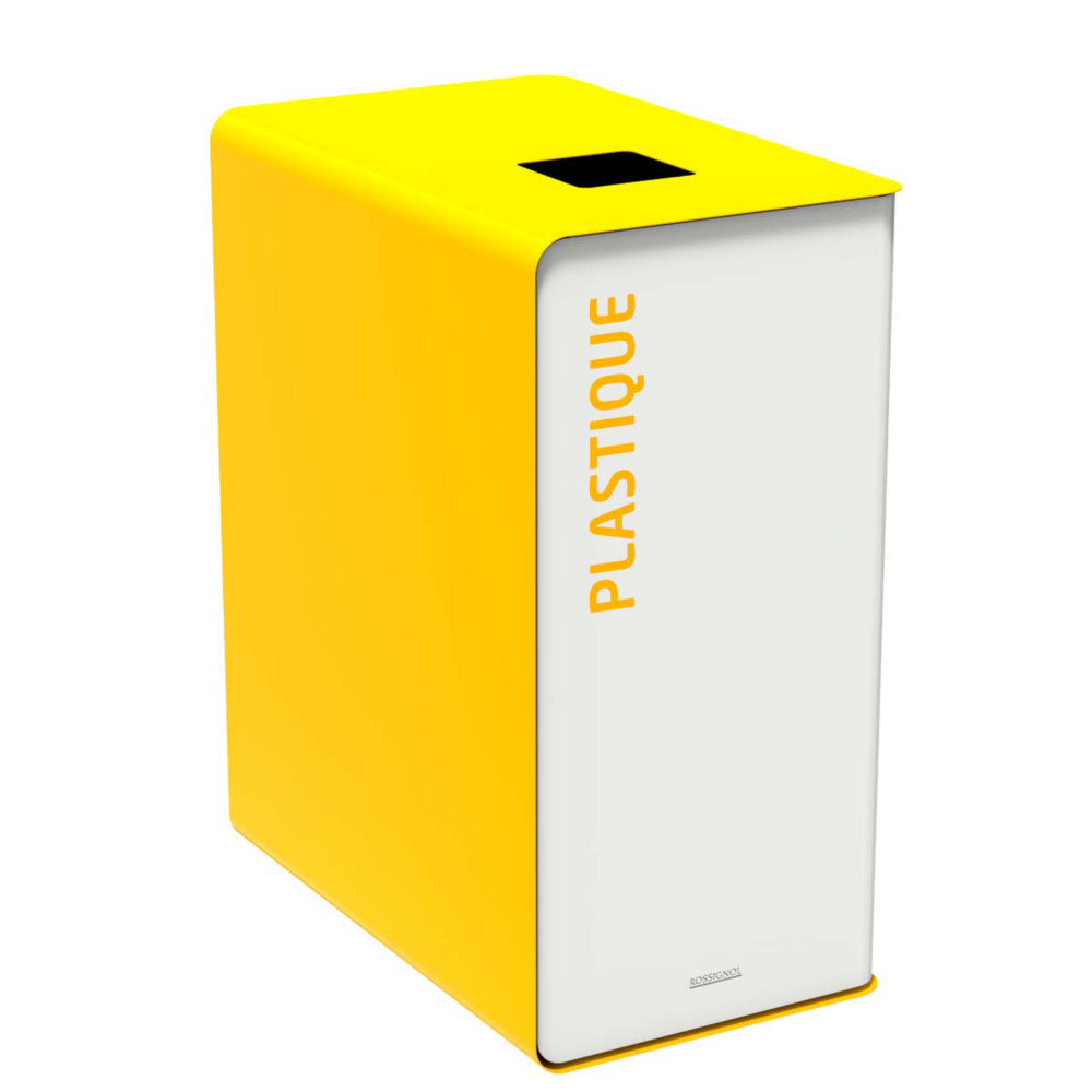 Rossignol Poubelle de tri slectif Cubatri plastique - 65L - Jaune corps Blanc