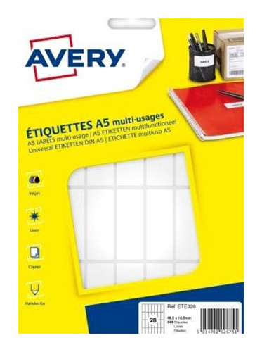 Avery ETE028 Etiquettes multi-usages blanches 48,5 x 18,5 mm - Bote de 448