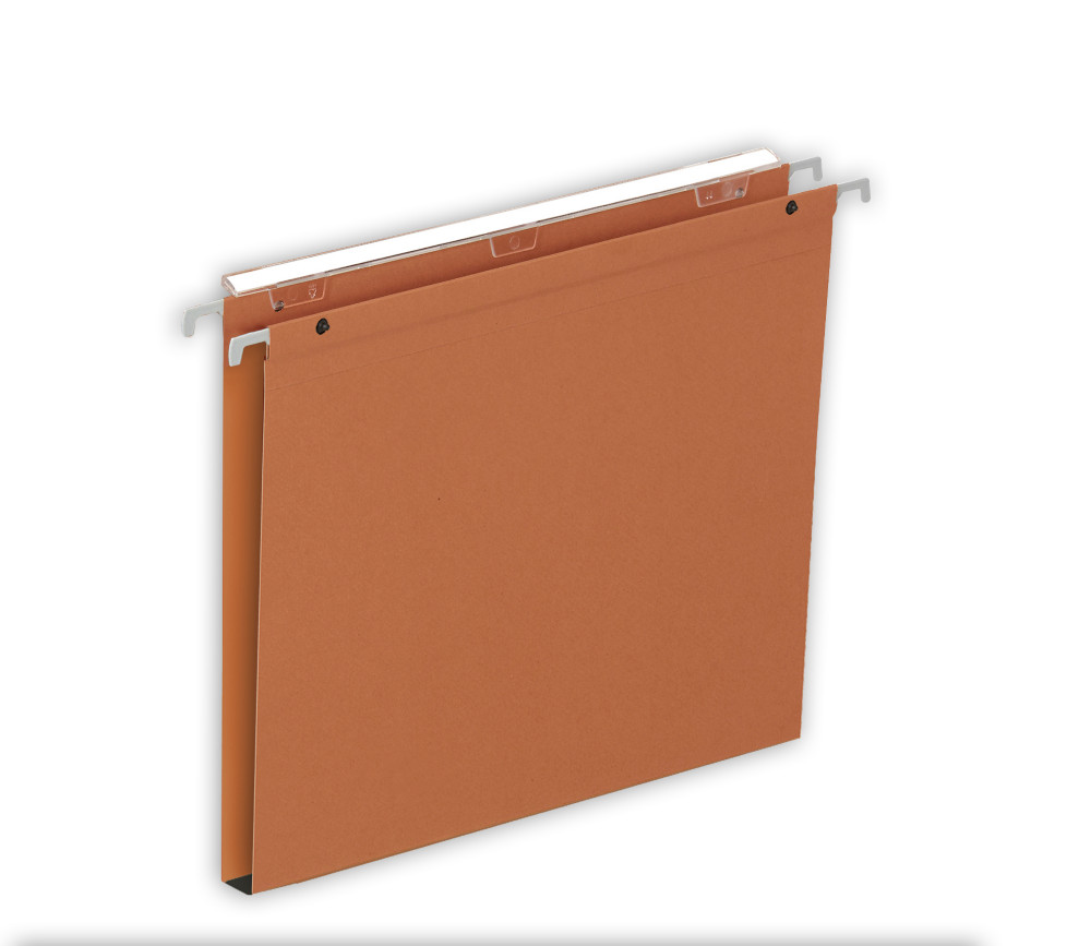 RAJA Dossier suspendus pour tiroir A4 Kraft 230g - Bouton pression - Fond V - Orange - Lot de 25