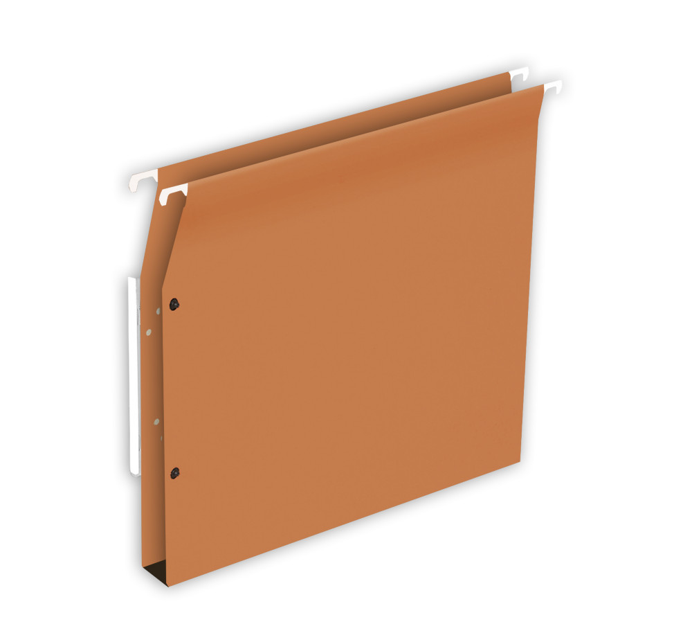 RAJA Dossier suspendus pour armoire A4 Kraft 230g - Bouton pression - Fond U 30 mm - Orange - Lot de 25