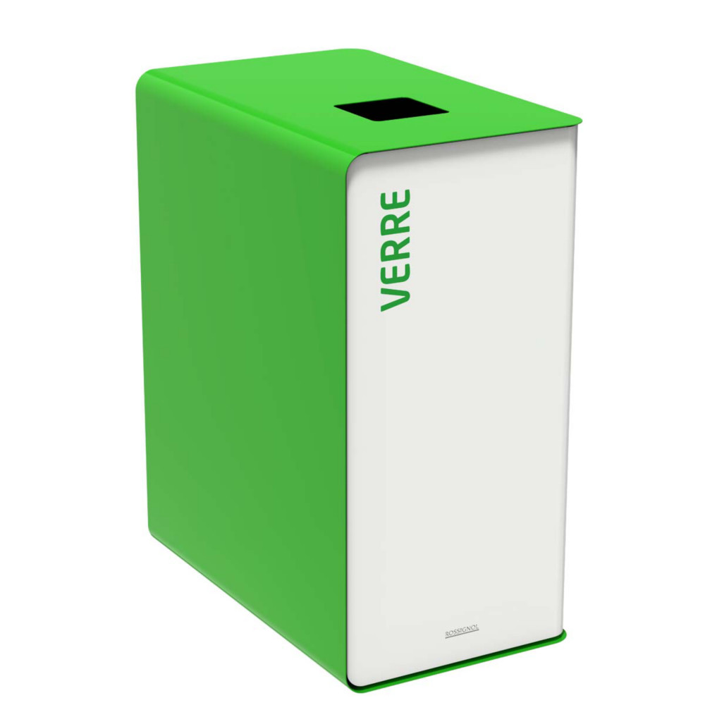 Rossignol Poubelle de tri slectif Cubatri verre - 65L - Vert corps Blanc