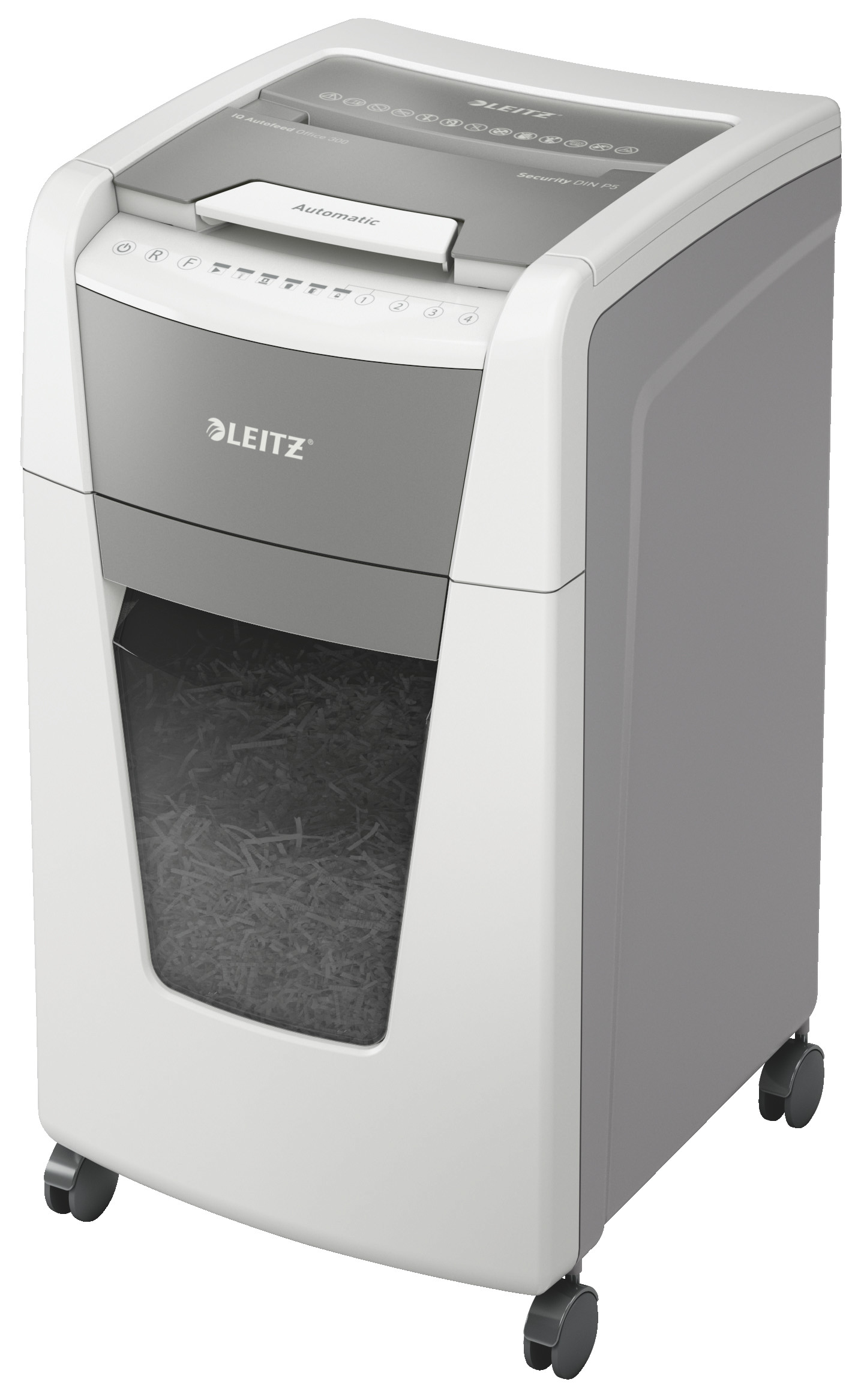 Leitz Destructeur de documents IQ Auto+ Office 300 coupe micro DIN P5 - 300 feuilles - corbeille 60L