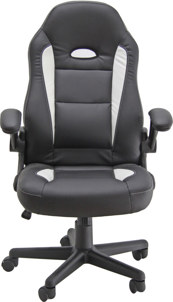 Fauteuil de bureau Faster Similicuir Noir Blanc Hauteur rglable - Accoudoirs Dossier Roulettes