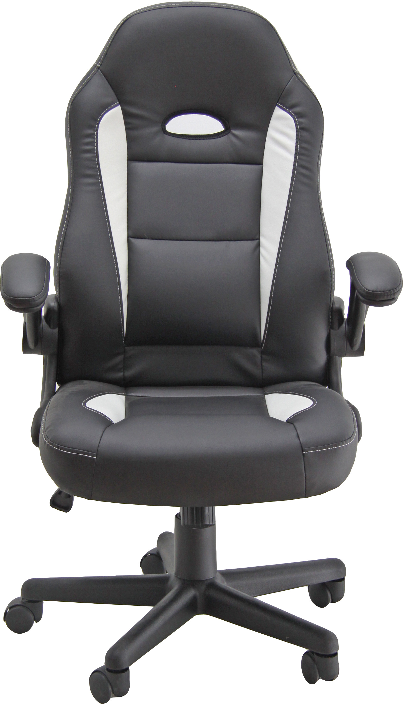 Fauteuil de bureau Faster Similicuir Noir Blanc Hauteur réglable - Accoudoirs Dossier Roulettes