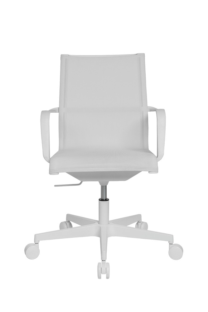 Fauteuil de bureau Ewen Sitness avec accoudoirs - Assise et dossier en maille filet - Blanc