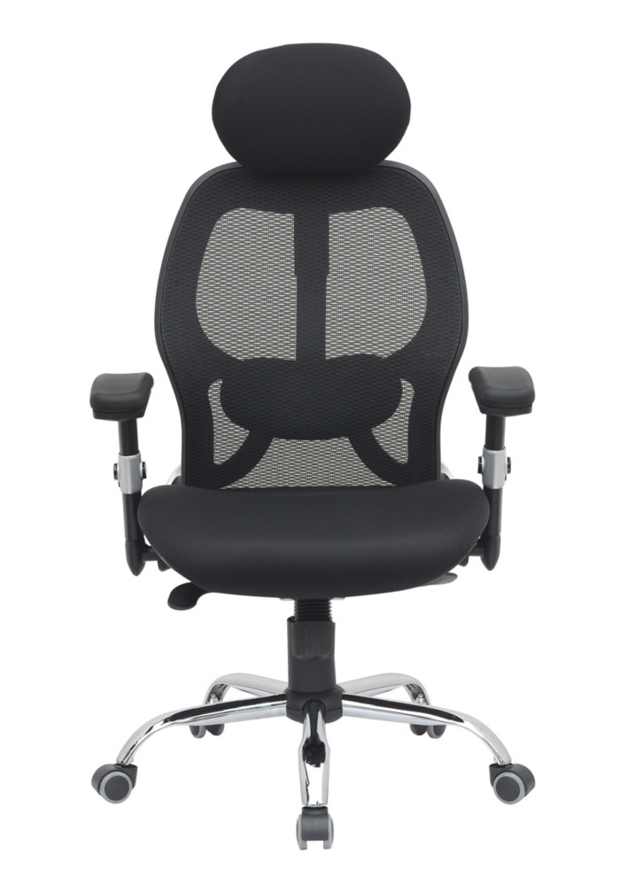 Fauteuil ergonomique ARISS Maille Tissu Noir Hauteur rglable - Accoudoirs Dossier Appuie-tte Roulette
