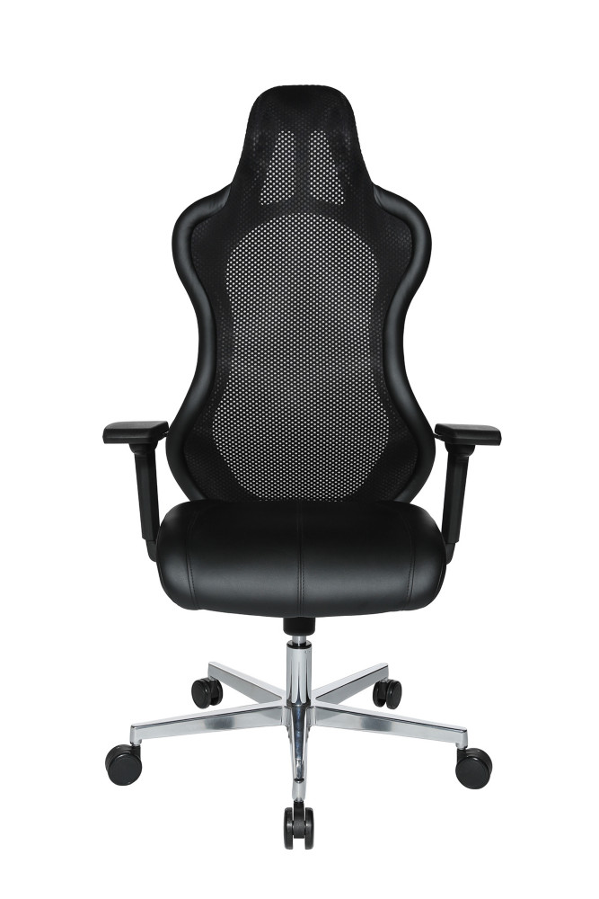 Fauteuil direction / gamer Warren avec appui-tte et accoudoirs 4D - Simili cuir et dossier maille filet - Noir