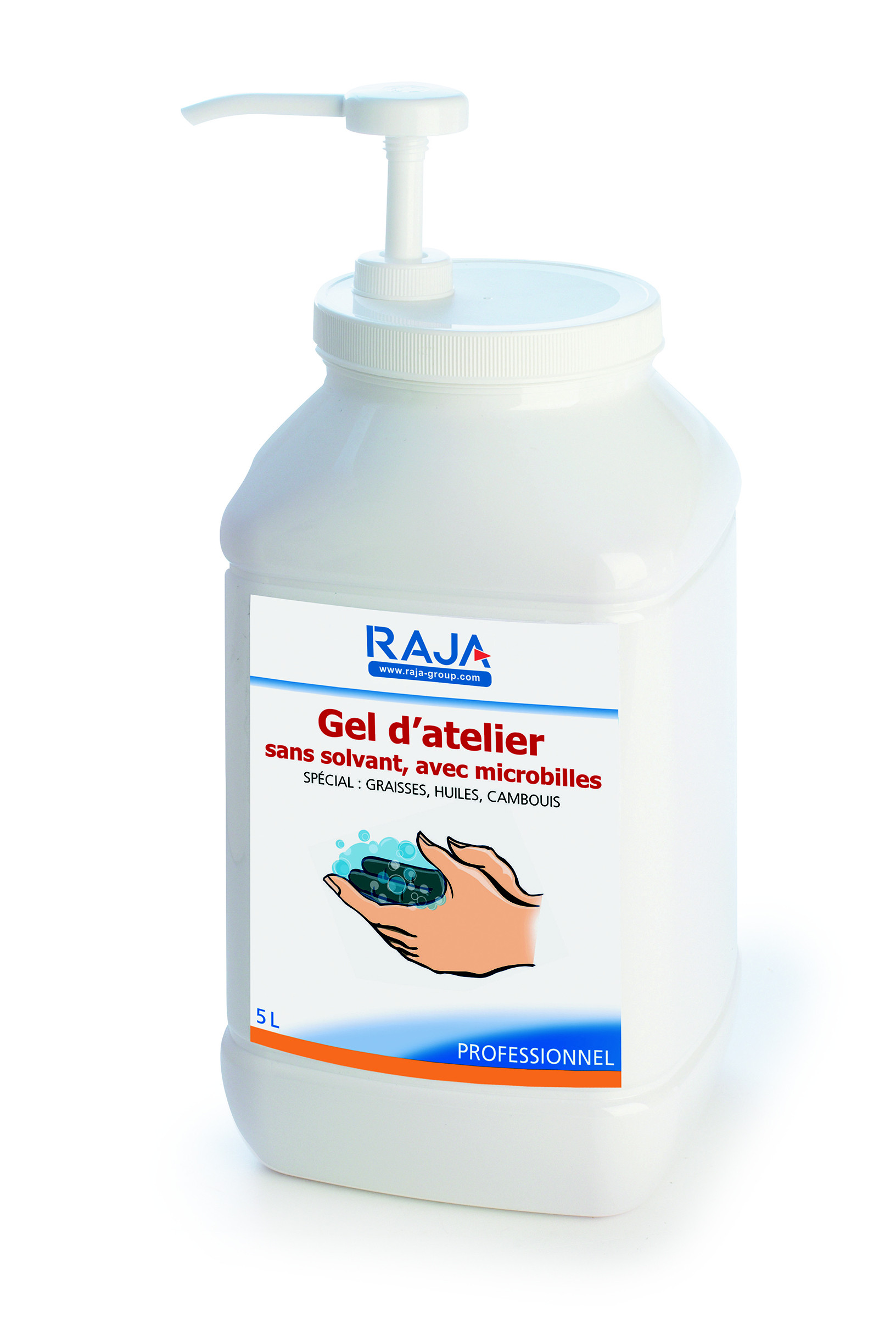 RAJA Gel d'atelier microbilles sans solvant parfum agrumes - Bidon 5L