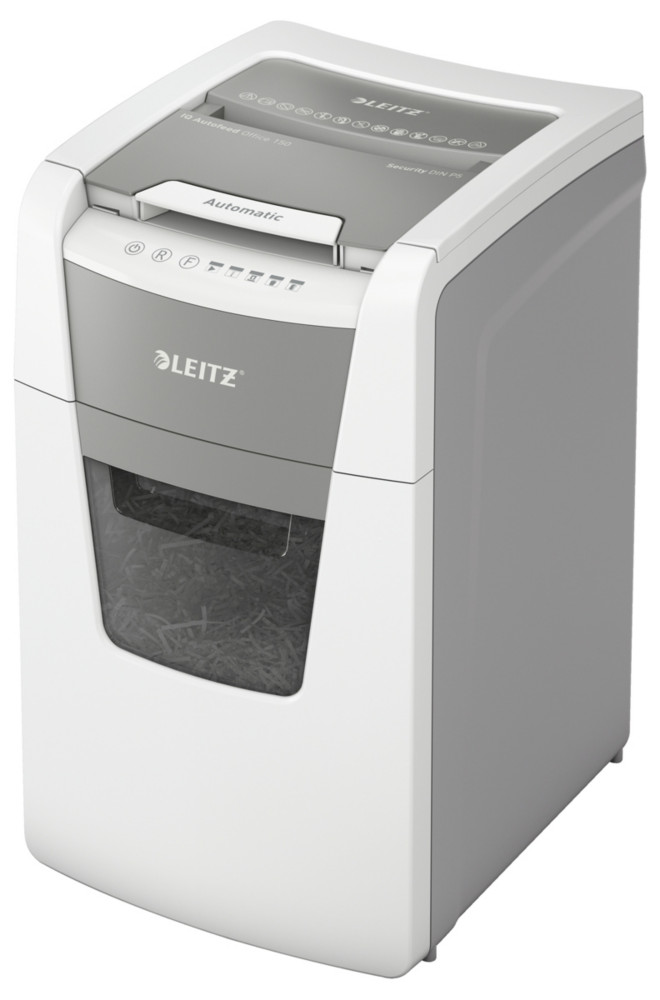 Leitz Destructeur de documents IQ Auto+ Office 150 coupe micro DIN P5 - 150 feuilles - Corbeille 44L