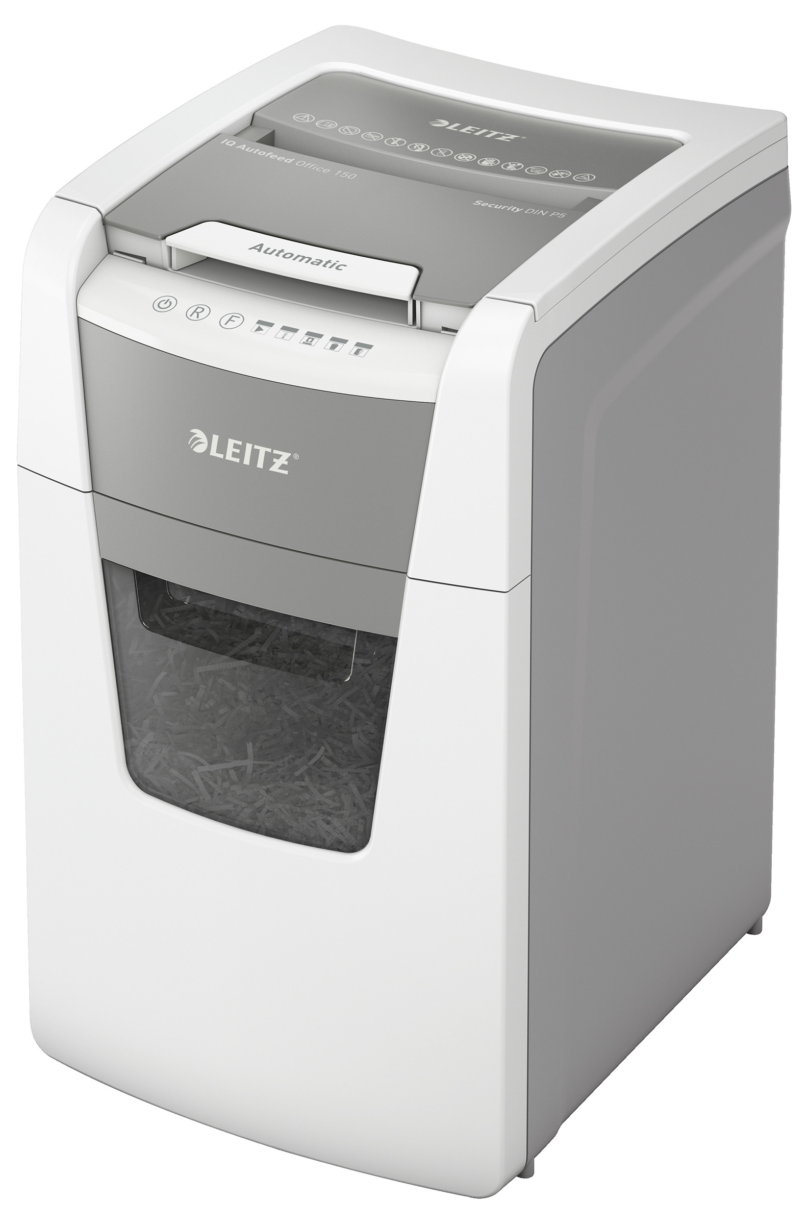 Leitz Destructeur de documents IQ Auto+ Office 150 coupe micro DIN P5 - 150 feuilles - Corbeille 44L