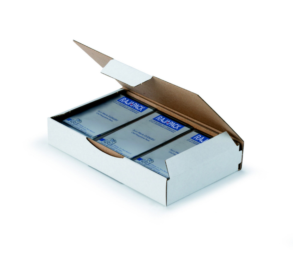 RAJA Bote d'expdition blanche en carton simple cannelure - L.18 x l.10 x H.5 cm - Lot de 50