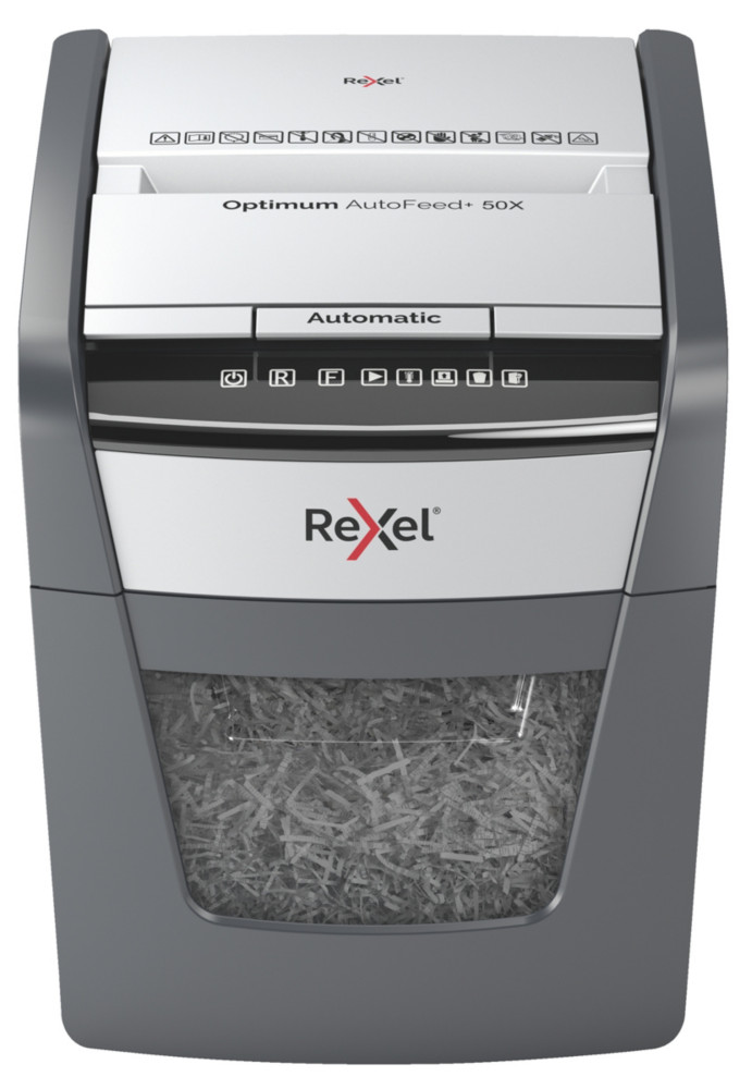 Rexel Destructeur de documents Optimum Auto+ 50X coupe croise DIN P4 - 50 feuilles - corbeille 20L