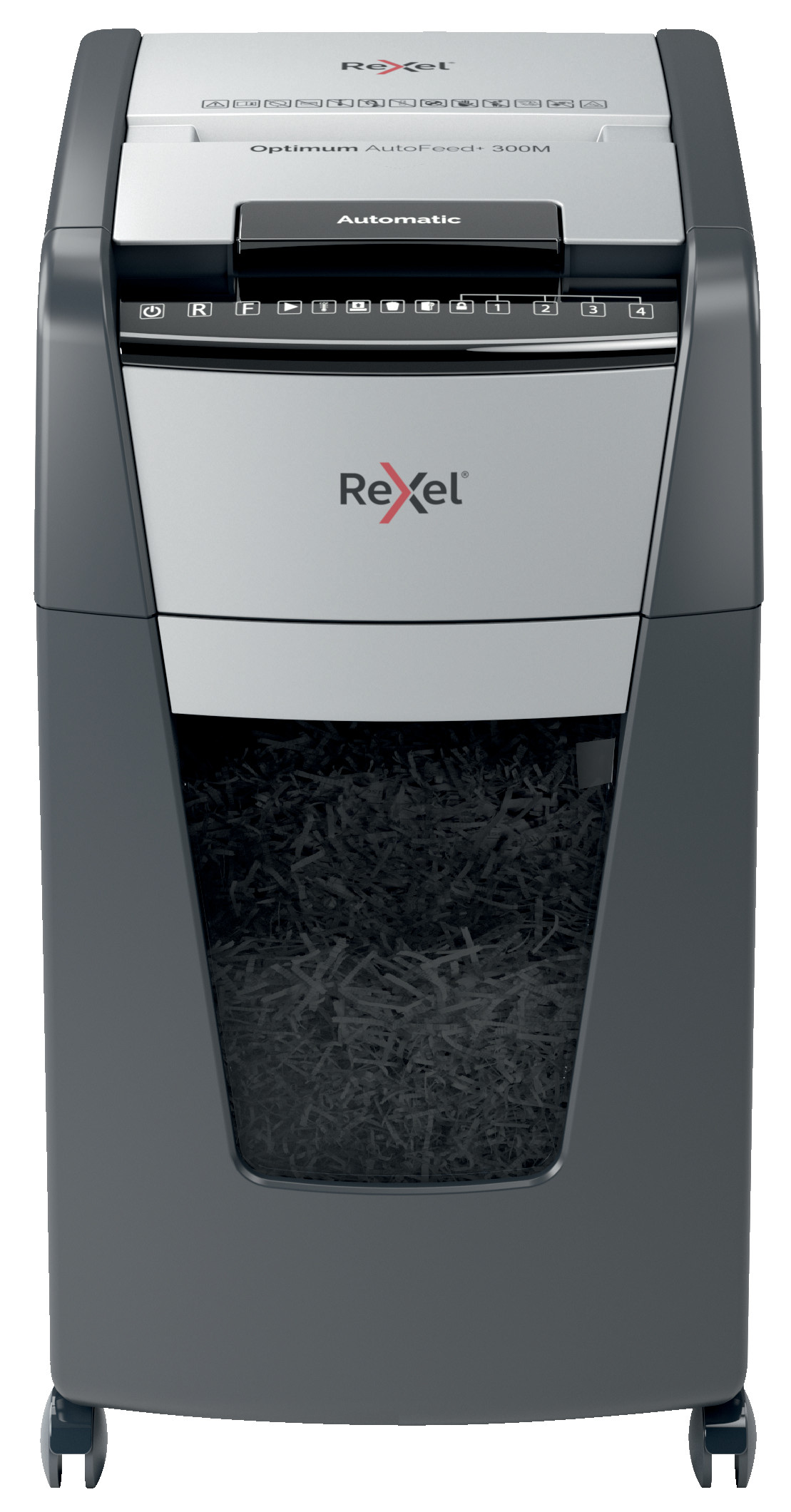 Rexel Destructeur de documents Optimum Auto+ coupe micro DIN P5 300 feuilles corbeille