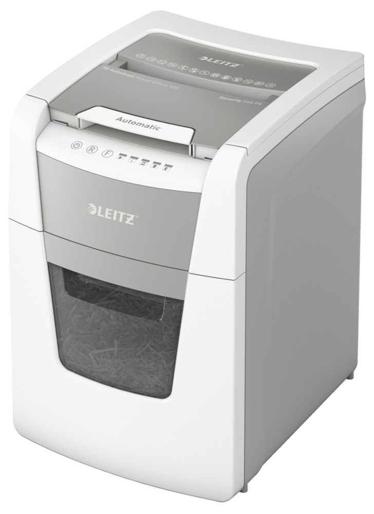 Leitz Destructeur de documents IQ Auto+ Small Office 100 coupe micro DIN P5 - 100 feuilles - corbeille 34L