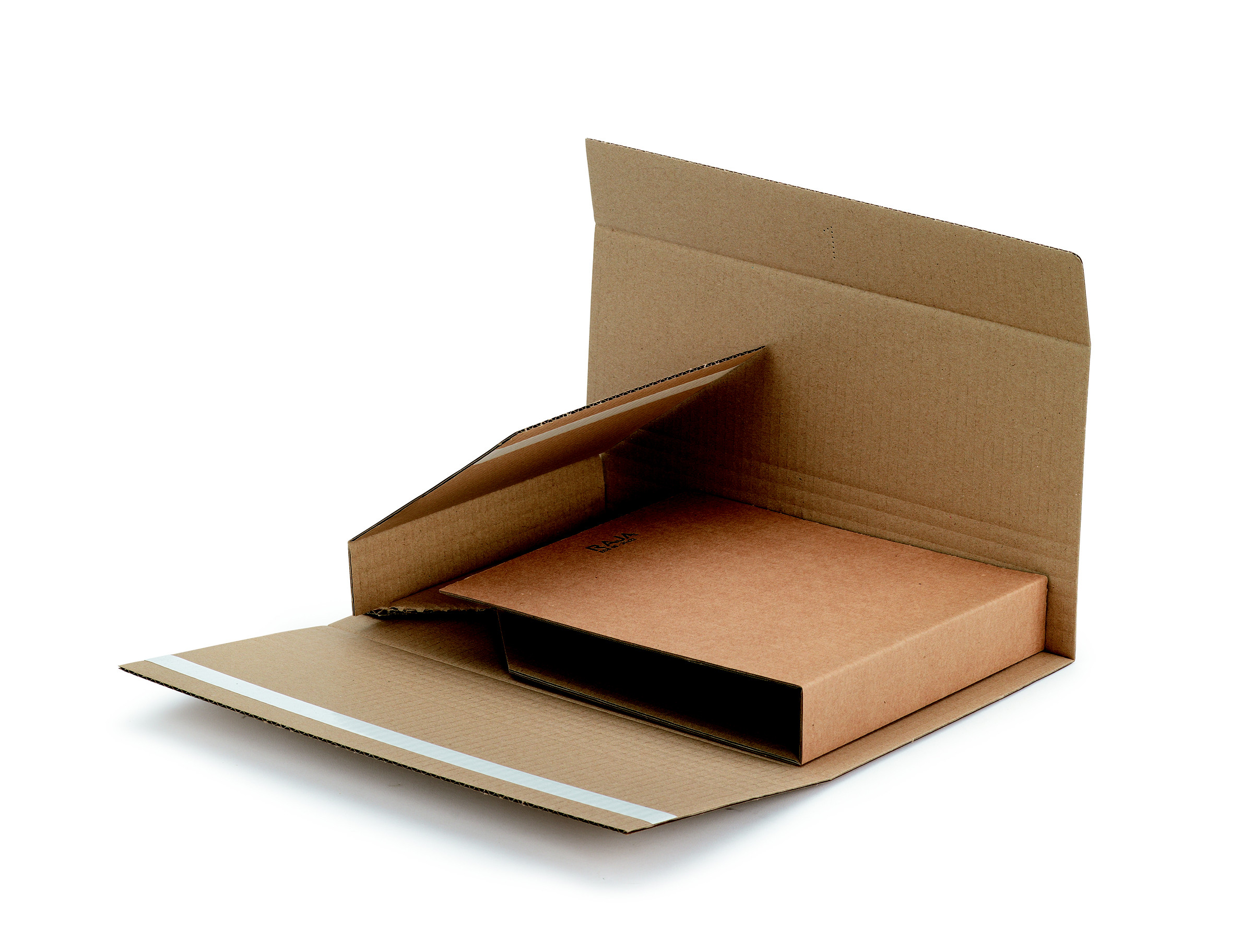 Etui-croix postal avec fermeture adhésive en carton simple cannelure brun - 31 x 22 cm - Lot de 50