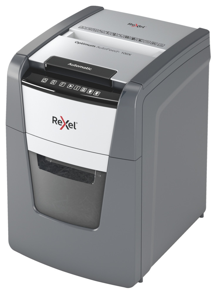 Rexel Destructeur de documents Optimum Auto+ 100X coupe croise DIN P4 - 100 feuilles - corbeille 34L