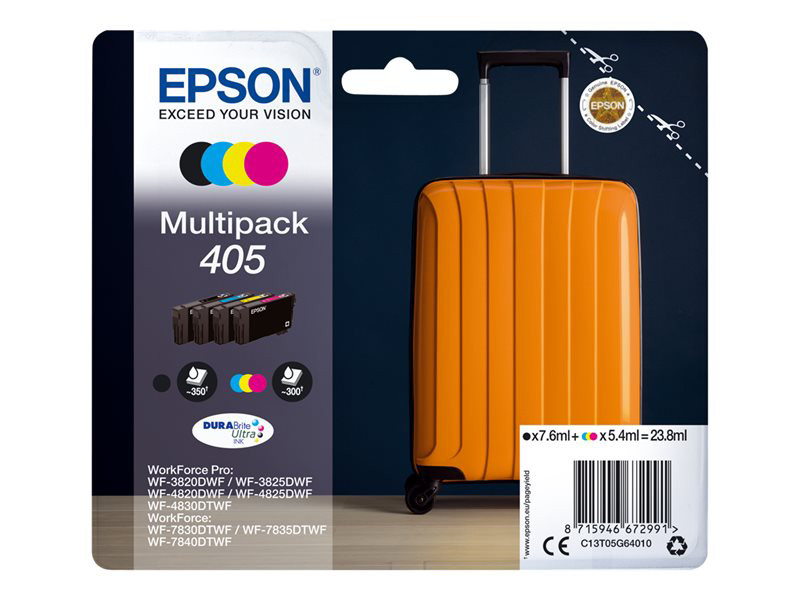 Epson 405 ''Valise'' Cartouche d'encre originale C13T05G64010 - Pack de 4 (Noir, Cyan, Magenta, Jaune)