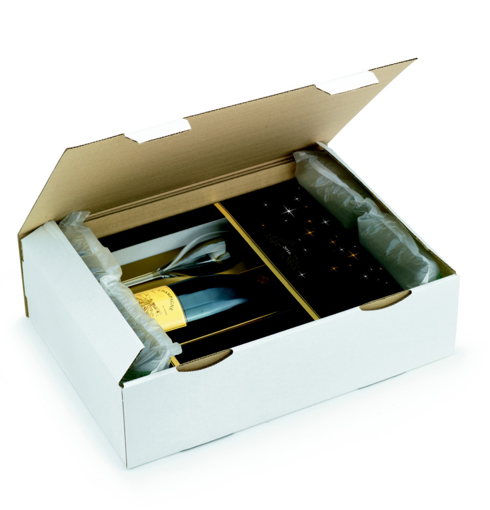 RAJA Bote d'expdition blanche en carton simple cannelure - L.43 x l.30 x H.12 cm - Lot de 50