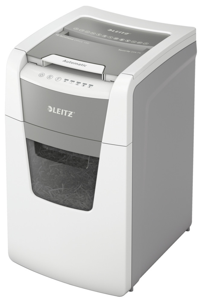 Leitz Destructeur de documents IQ Auto+ Office 150 coupe croise DIN P4 - 150 feuilles - Corbeille 44L