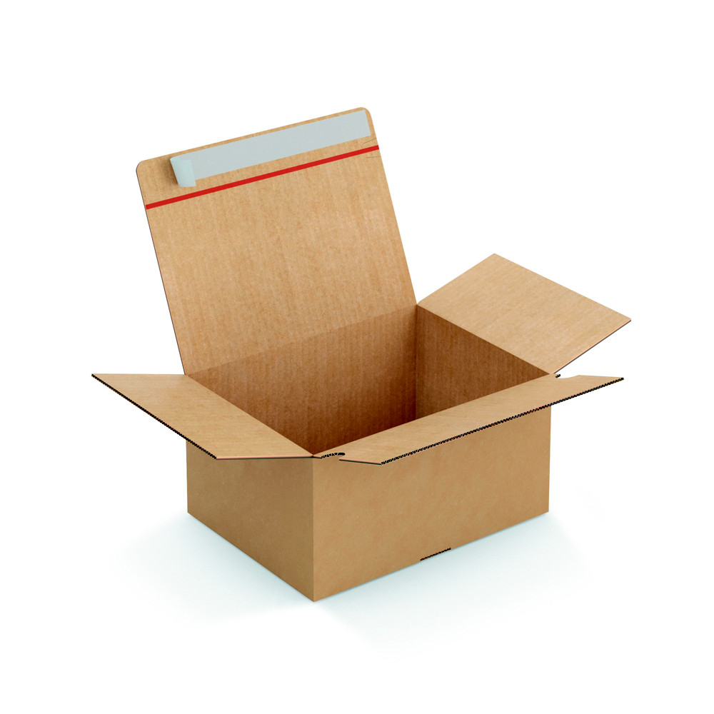Caisse  montage instantan et fermeture adhsive en carton simple cannelure brun - L.31 x l.23 x H.16 cm - Lot de 20