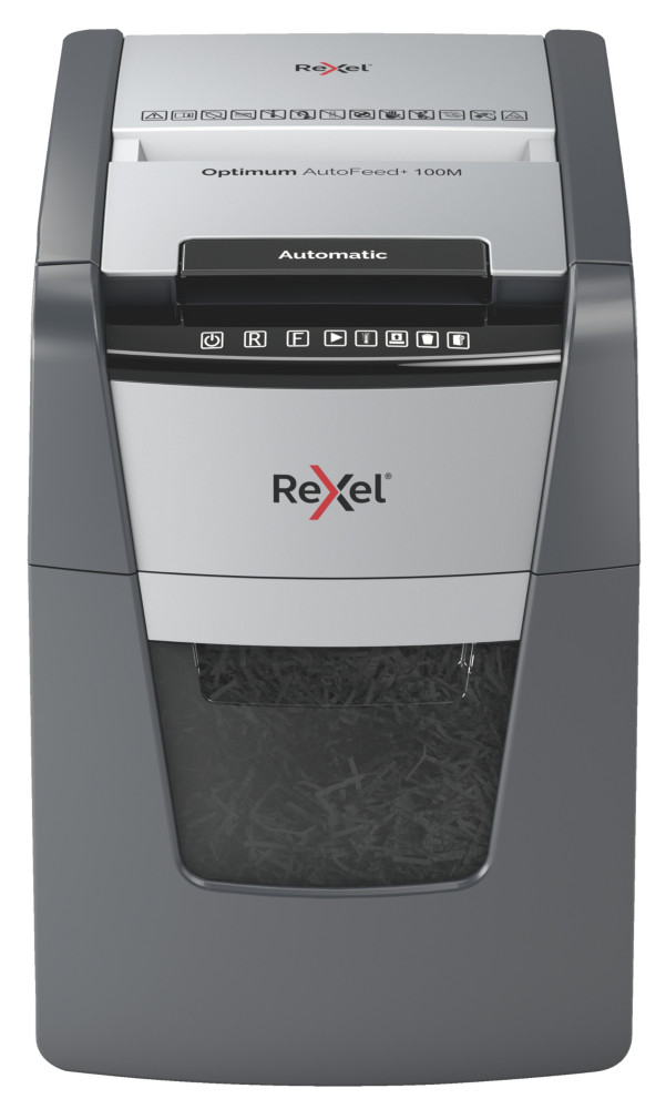 Rexel Destructeur de documents Optimum Auto+ 100M coupe micro DIN P5 - 100 feuilles - corbeille 34L