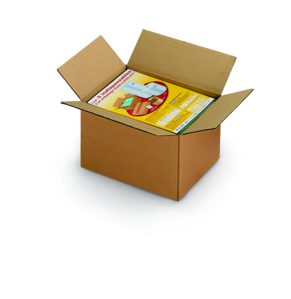 RAJA Caisse amricaine carton simple cannelure - L.16 x l.12 x H.11 cm - Kraft brun - Lot de 25