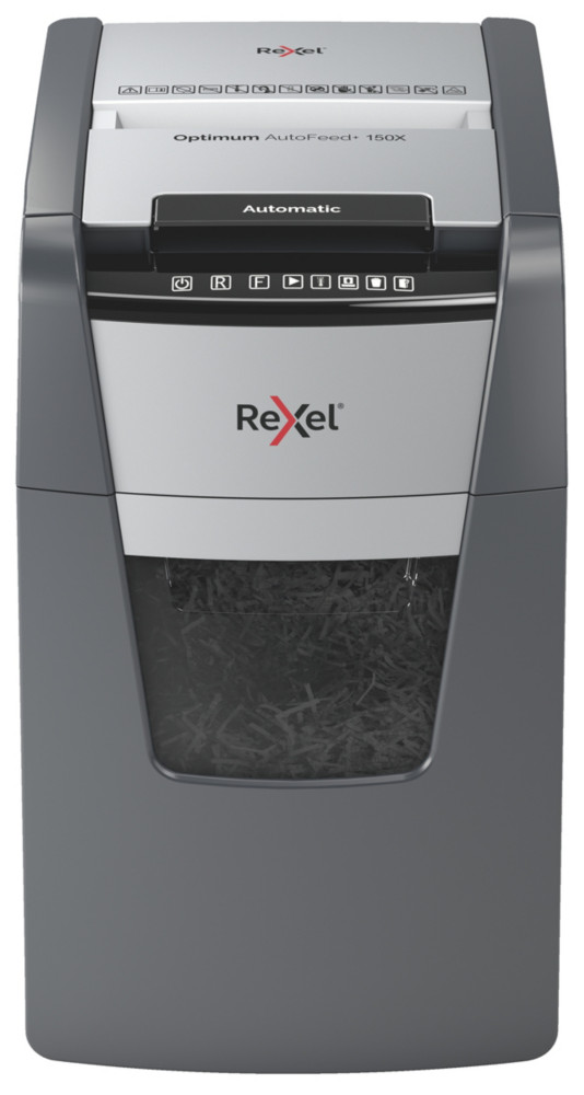 Rexel Destructeur de documents Optimum Auto+ 150X coupe croise DIN P4 - 150 feuilles - corbeille 44L