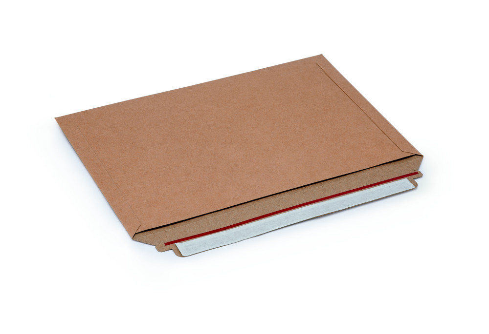 RAJA Pochette carton plat brun autocollante bande protectrice - 33,4 x 23,4 cm - Lot de 100