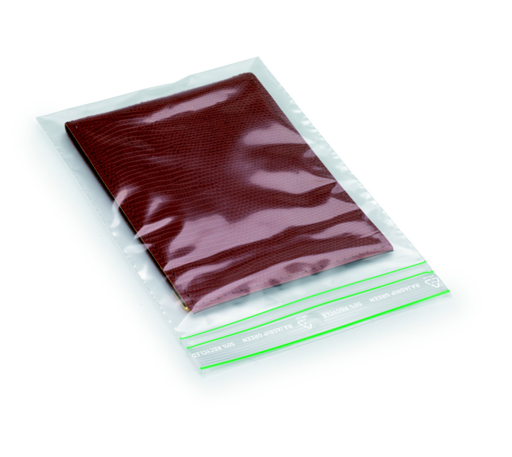 RAJA Sachet plastique recycl  fermeture Zip - 12 x 18 cm - Epaisseur 60 microns - Transparent - Carton de 1000