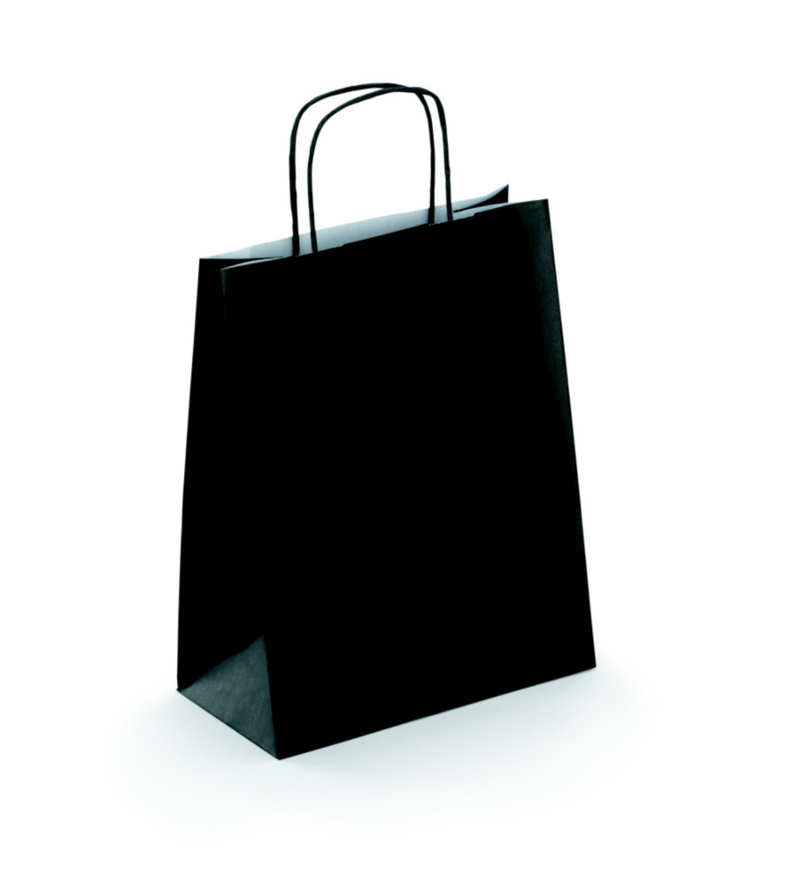 RAJA Sac kraft  poignes torsades l.24 x H.31 x soufflet 12 cm - Noir - Lot de 50