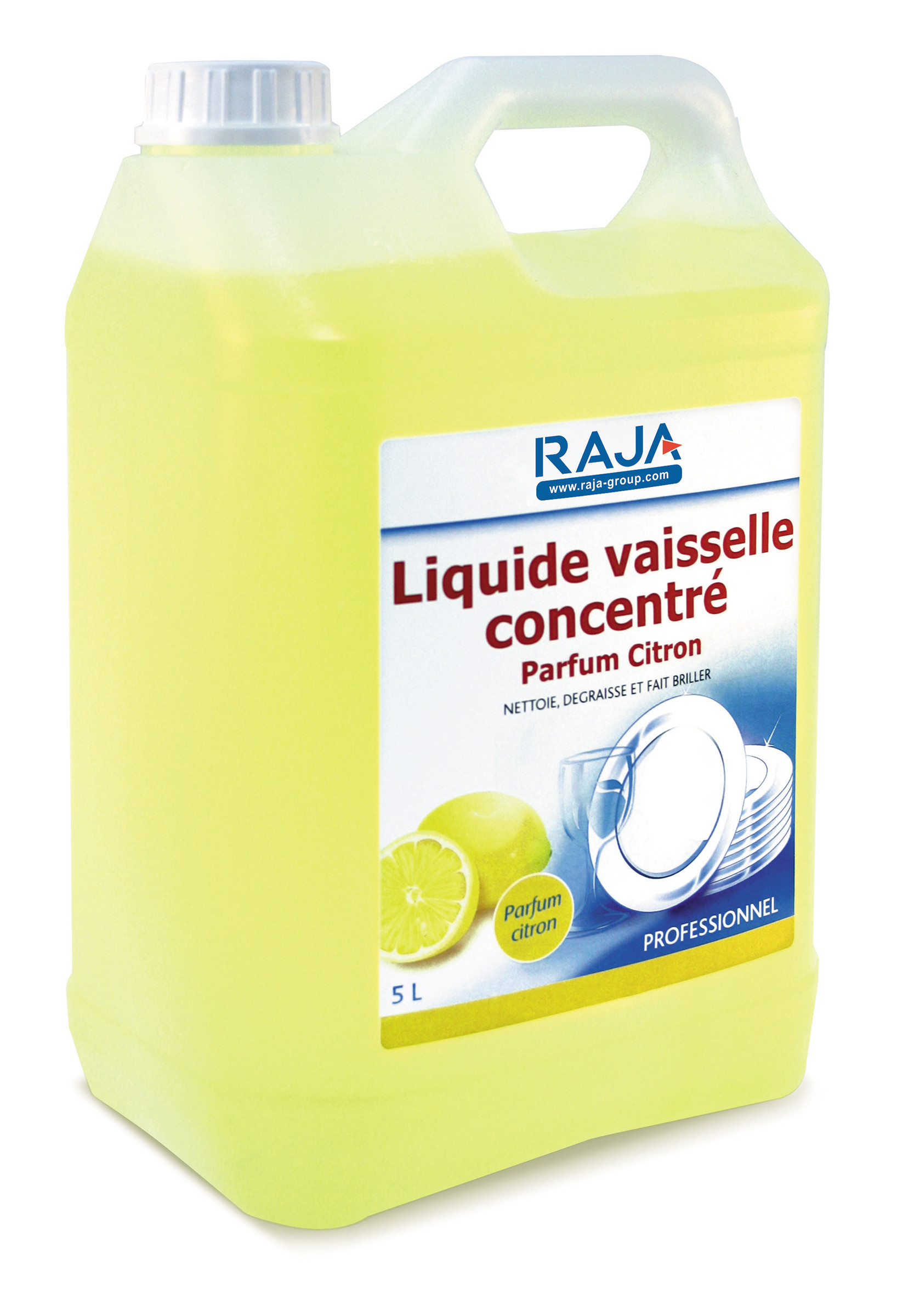 RAJA Liquide vaisselle concentré Parfum citron - Bidon de 5 L