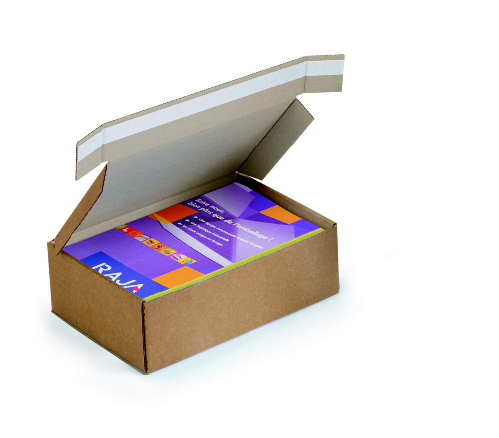 Bote avec fermeture adhsive en carton simple cannelure brun - L.25 x l.15 x H.10 cm - Lot de 20