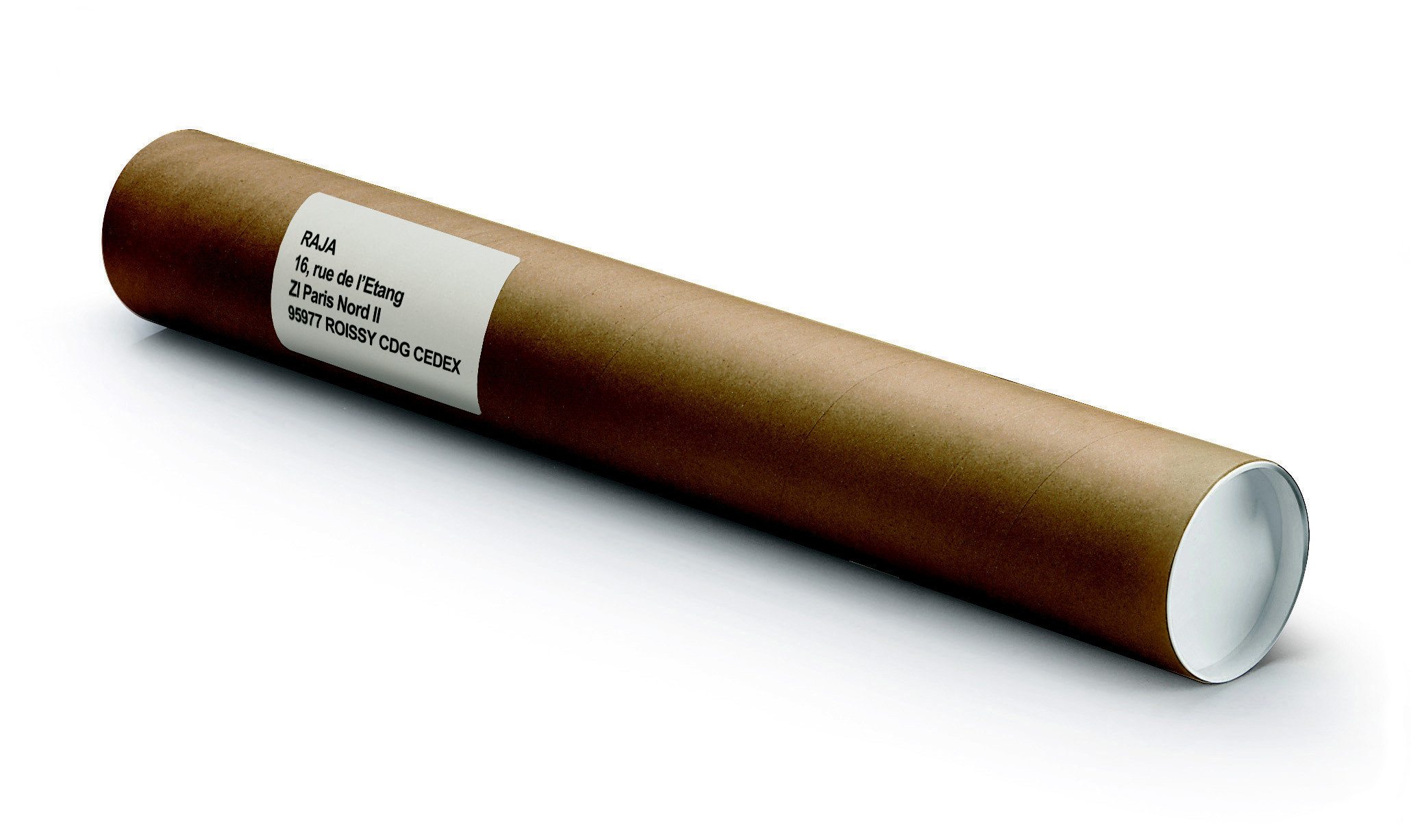 RAJA Tube d'expédition rond en carton spiralé brun avec capuchons blancs - Diam.int.5 x L.64 cm - Lot de 50