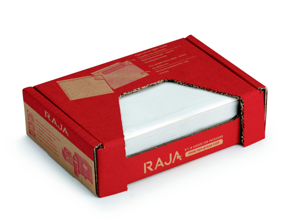 RAJA Pochette porte-documents Eco adhsive - Documents ci-inclus- l.int.165 x H.115 mm - Pour format A4 pli en 4 - Lot de 250