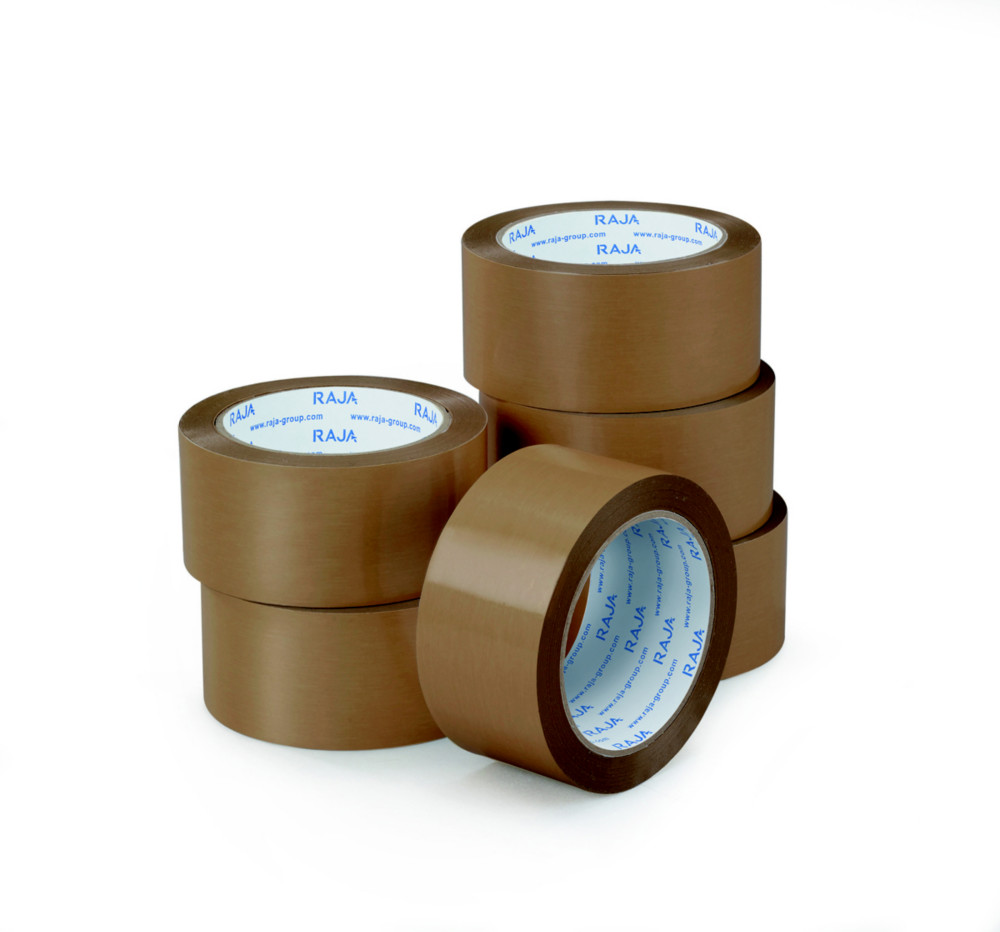 RAJA Ruban adhsif d'emballage rsistant en PVC silencieux 32 microns 50 mm x 66 m - Havane  - lot de 6
