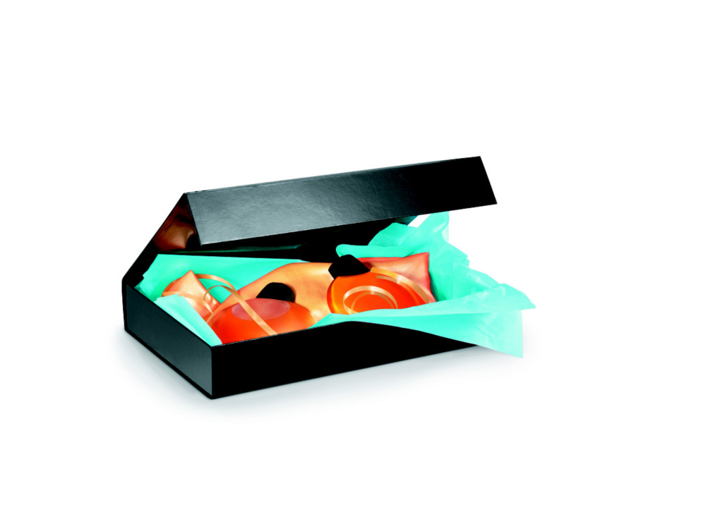 Bote cadeau carton fermeture aimante L.37,5 x l.26,5 x H.6,5 cm - Noir brillant - Lot de 10