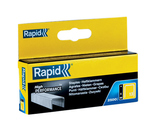 Rapid+Agrafes+N°13+High+Performance+(13/6)+en+acier+galvanise+-+Pour+papier+et+tissus+-+Boite+de+5000