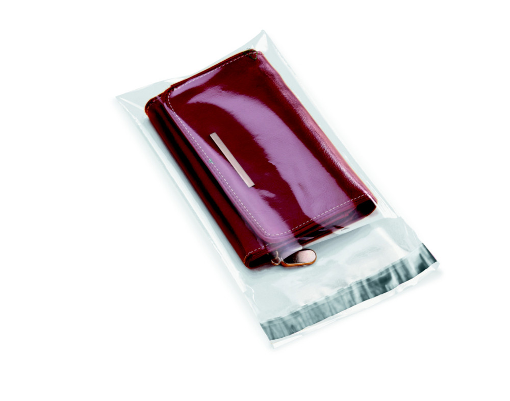 Sachet plastique haute brillance  fermeture adhsive - 12 x 18 cm - Transparent - Carton de 1000