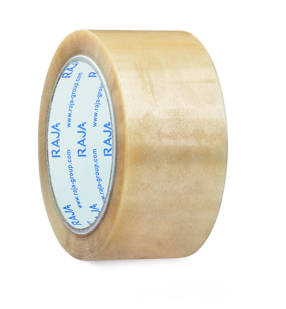 RAJA Ruban adhsif d'emballage rsistant en PVC silencieux 32 microns 50 mm x 66 m - Transparent  - lot de 36